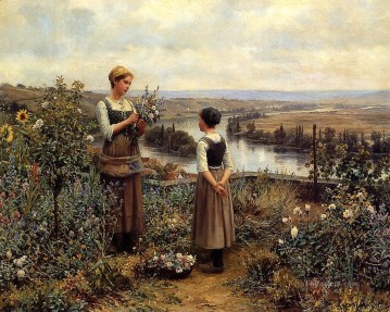 フラワーズ Painting - 花を摘む同胞ダニエル・リッジウェイ・ナイト